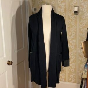 ‼️SALE 3/$35‼️ Nicole Richie knit open front with faux leather trim